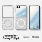 Spigen AirSkin MagSafe dėklas Galaxy Z Flip 7 – skaidrus/baltas