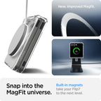 Spigen AirSkin MagSafe dėklas Galaxy Z Flip 7 – skaidrus/baltas
