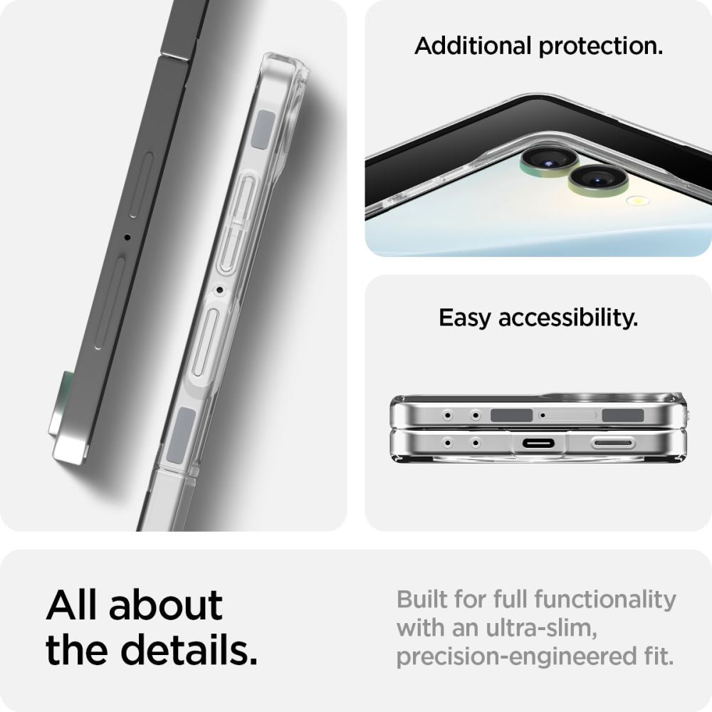 Spigen AirSkin MagSafe dėklas Galaxy Z Flip 7 – skaidrus/baltas