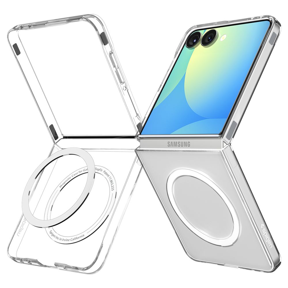 Spigen AirSkin MagSafe dėklas Galaxy Z Flip 7 – skaidrus/baltas