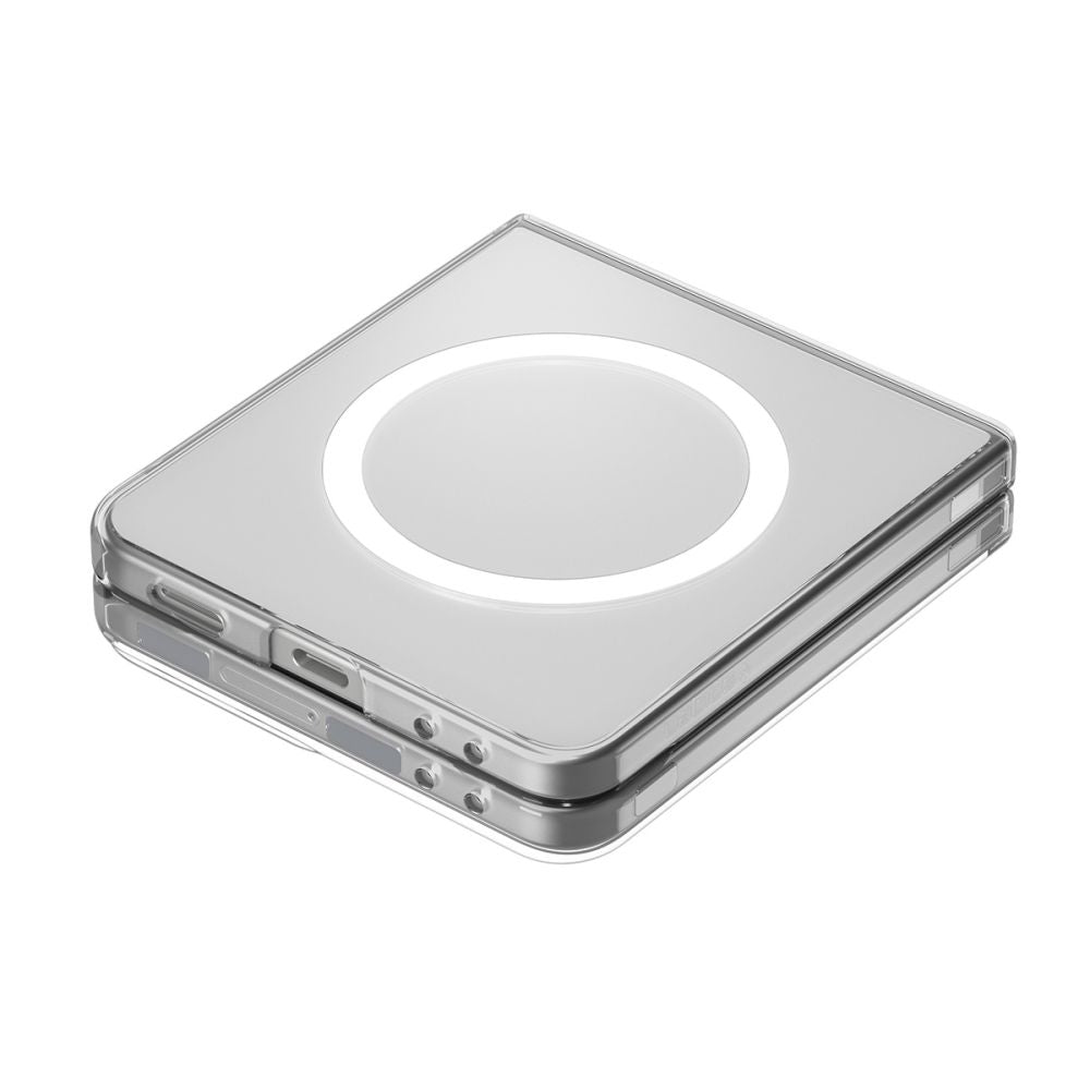 Spigen AirSkin MagSafe dėklas Galaxy Z Flip 7 – skaidrus/baltas