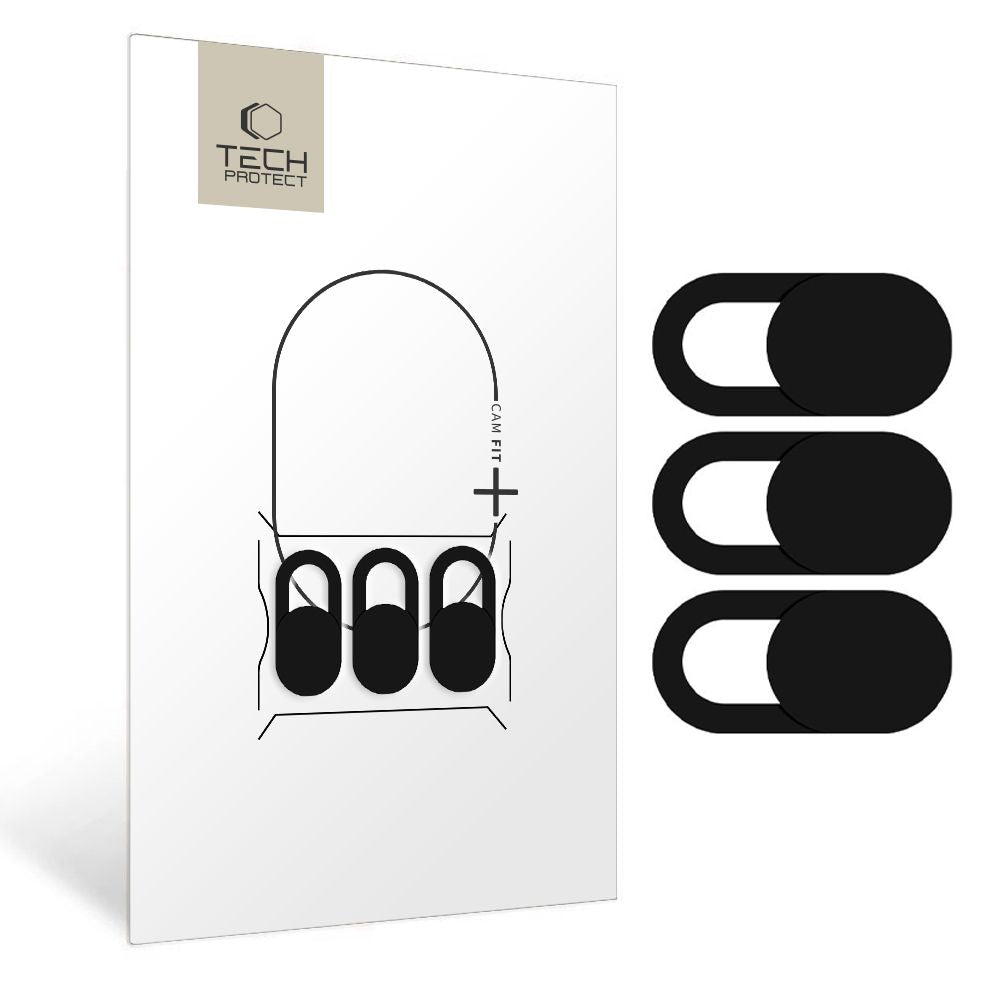Tech-Protect Cam Fit+ 3 paketų nešiojamojo kompiuterio kameros dangtelis – juodas -- Other phone accessories
