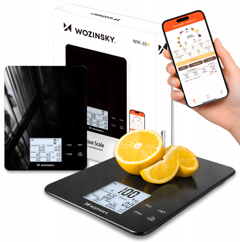 Wozinsky WIK-10 Išmani virtuvės svarstyklės su skaitmeninių ekranu, Bluetooth programa – Juodos -- Uncategorized