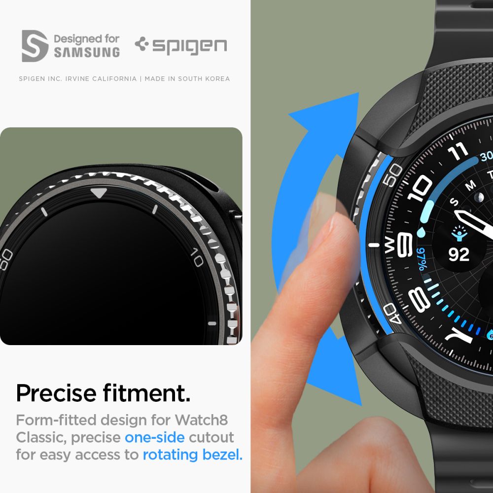 Spigen Liquid Air dėklas Galaxy Watch 8 Classic 46 mm – juodas -- Samsung Galaxy Watch 8 Classic 46mm