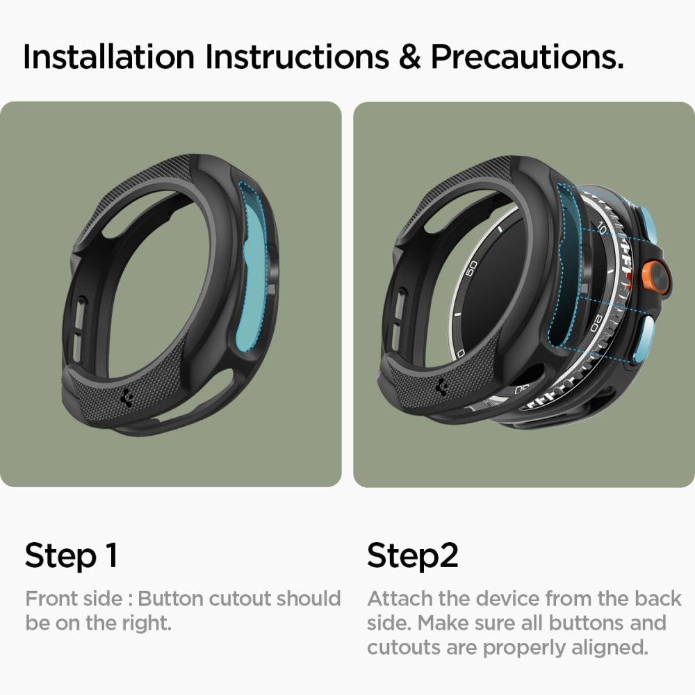 Spigen Liquid Air dėklas Galaxy Watch 8 Classic 46 mm – juodas -- Samsung Galaxy Watch 8 Classic 46mm