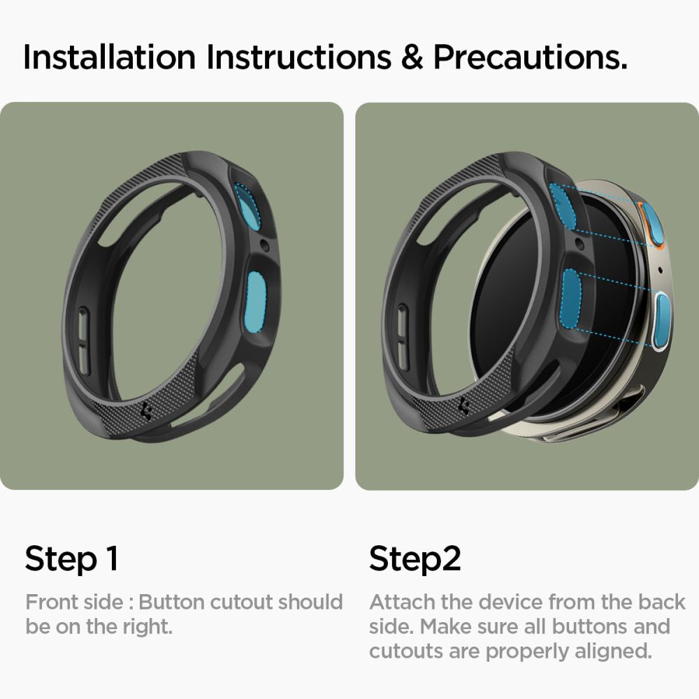 Spigen Liquid Air dėklas Galaxy Watch 8 44 mm – juodas -- Samsung Galaxy Watch 8 44mm