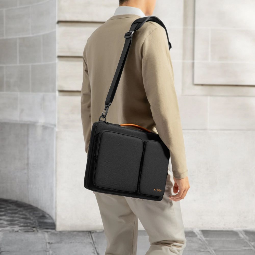 Tech-Protect Defender krepšys 15-16 nešiojamajam kompiuteriui - Juodas ir oranžinis -- Laptop Bags