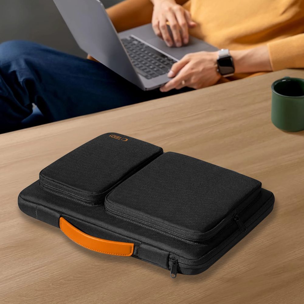 Tech-Protect Defender krepšys 15-16 nešiojamajam kompiuteriui - Juodas ir oranžinis -- Laptop Bags