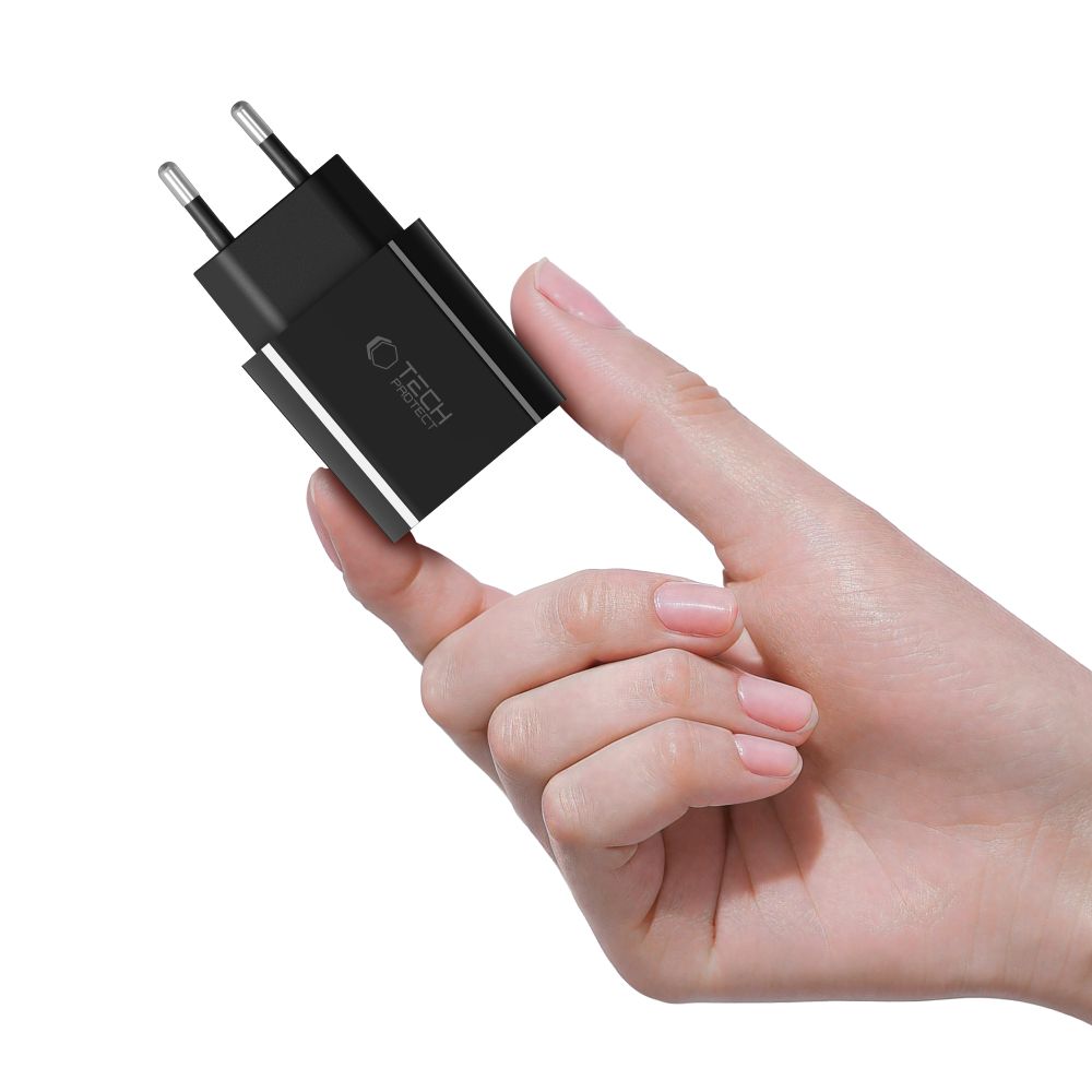 Tech-Protect NC20W USB-C 1-Port PD20W sieninis įkroviklis - juodas -- Cell phone chargers