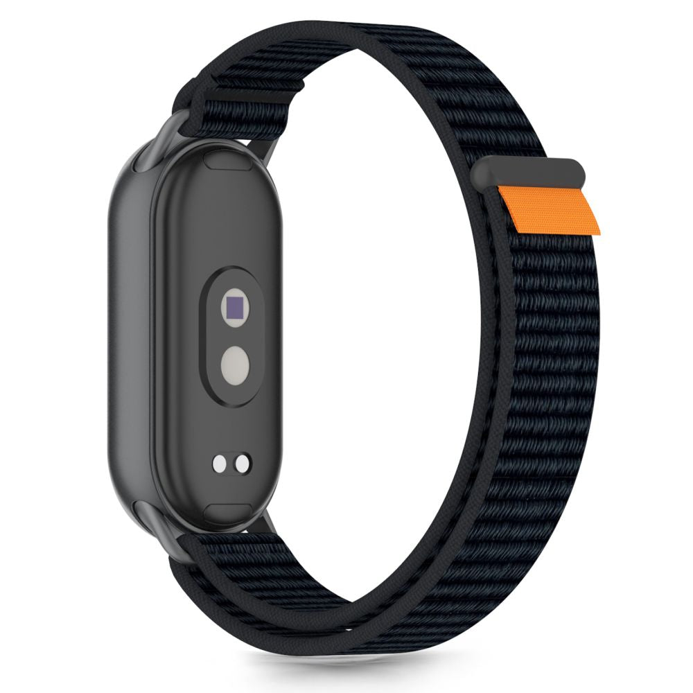 Tech-Protect Nylon Pro dirželis, skirtas Xiaomi Smart Band 8/9/10/NFC – juoda ir oranžinė -- Xiaomi Smart Band 8