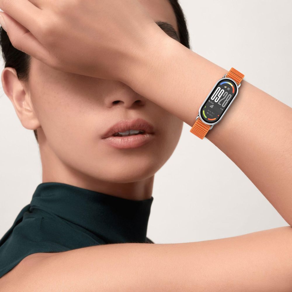 Tech-Protect Nylon Pro dirželis, skirtas Xiaomi Smart Band 8/9/10/NFC – juoda ir oranžinė -- Xiaomi Smart Band 8