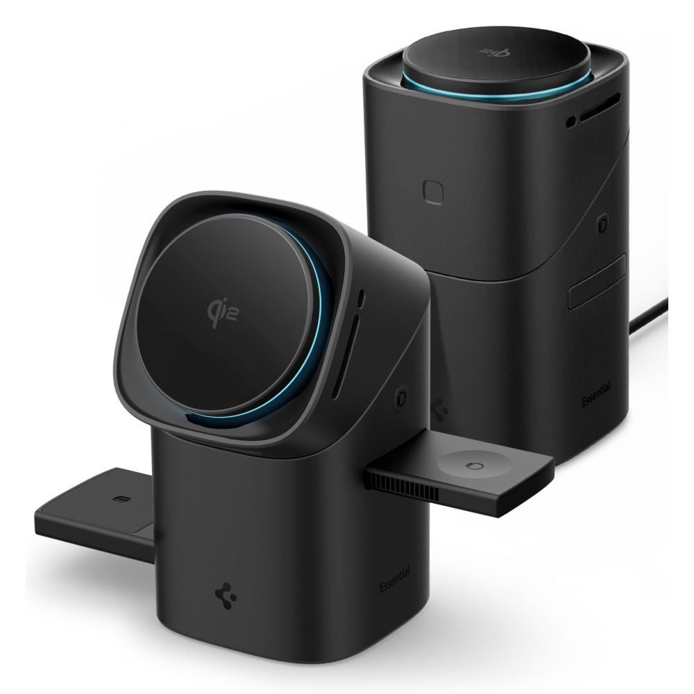 Spigen Essential EF223MS 3-in-1 QI2 belaidis įkroviklis - juodas -- Cell phone chargers