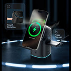 Spigen Essential EF223MS 3-in-1 QI2 belaidis įkroviklis - juodas -- Cell phone chargers