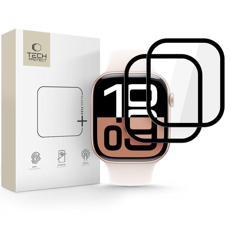 Tech-Protect Glass Flex+ apsauginis stiklas Apple Watch 10 42mm – juodas, 2 vnt. -- Apple Watch 10 42mm