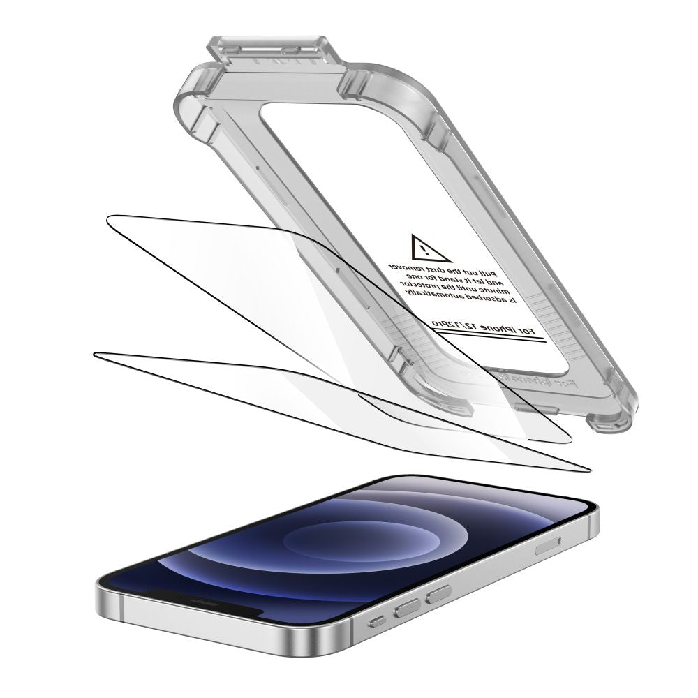 Tech-Protect Quick Set+ grūdintas stiklas iPhone 12/12 Pro (2 vnt.) – juodas -- iPhone 12