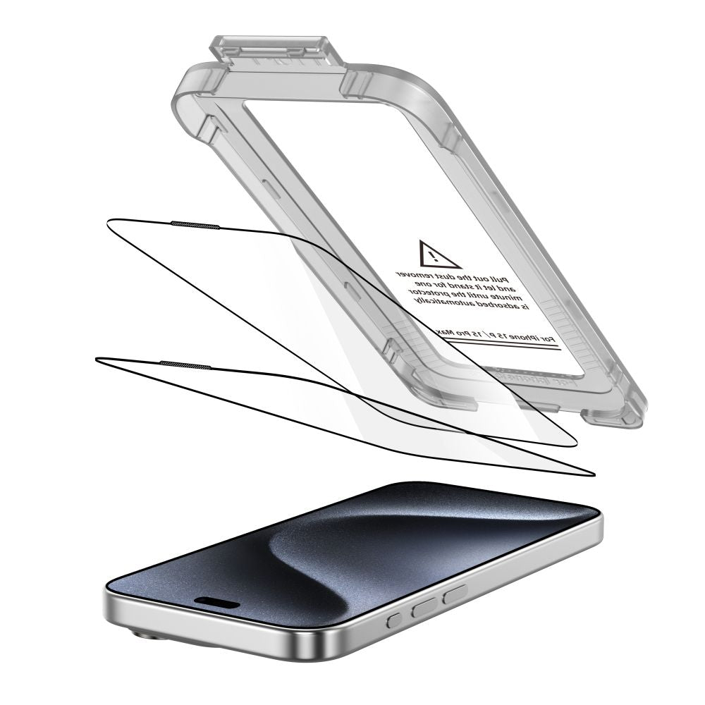 Tech-Protect Quick Set+ stiklas iPhone 15 Pro (2 vnt.) – juodas -- iPhone 15 Pro