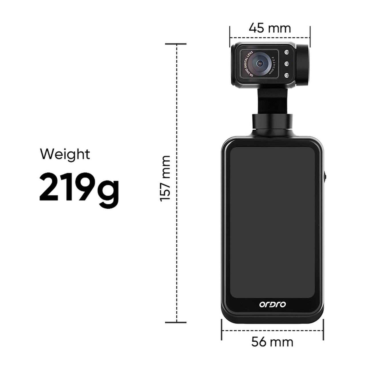 Ordro Pocket M5 3 ašies Gimbal kamera, 5K, vlogiams ir YouTube – juoda -- Cycling Accessories