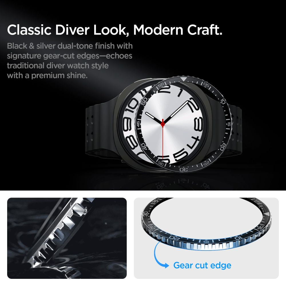 Spigen Bezel Tune naro dangtelis, skirtas Samsung Galaxy Watch 8 44mm - juodas