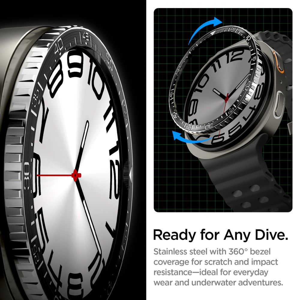 Spigen Bezel Tune naro dangtelis, skirtas Samsung Galaxy Watch 8 44mm - juodas
