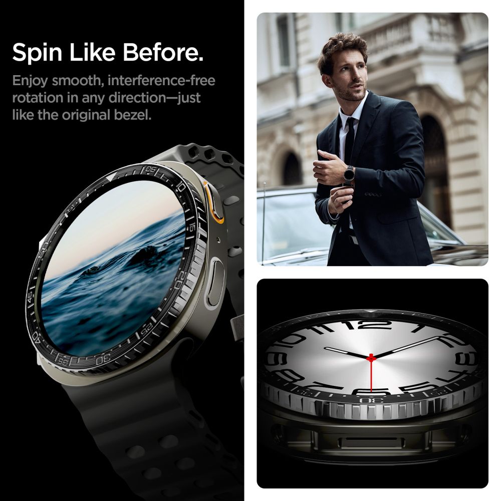 Spigen Bezel Tune naro dangtelis, skirtas Samsung Galaxy Watch 8 44mm - juodas