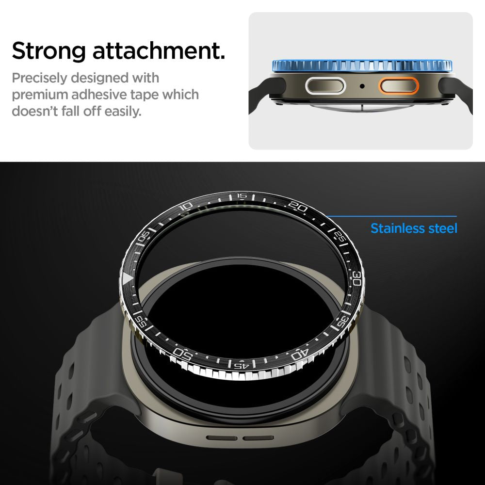 Spigen Bezel Tune naro dangtelis, skirtas Samsung Galaxy Watch 8 44mm - juodas