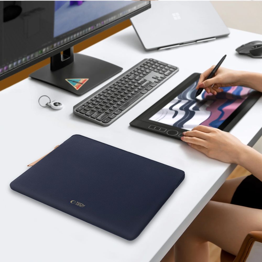 Tech-Protect Fleece Nešiojamojo Kompiuterio Dėklas 15-16 - Tamsiai Mėlynas -- Laptop Bags