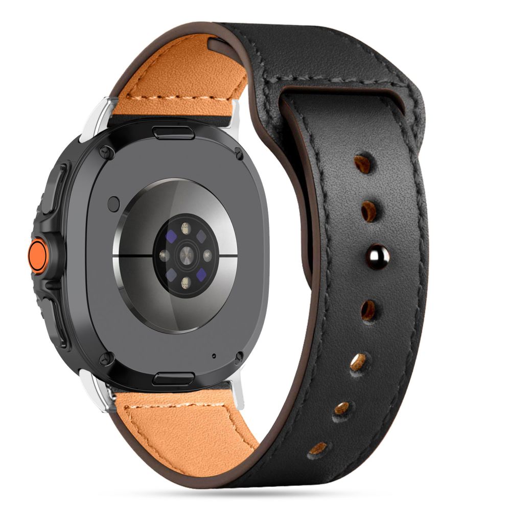 Tech-Protect Leatherfit dirželis, skirtas Samsung Galaxy Watch 40/44/46 mm – juodas -- Samsung Galaxy Watch 40