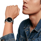Tech-Protect Leatherfit dirželis, skirtas Samsung Galaxy Watch 40/44/46 mm – juodas -- Samsung Galaxy Watch 40