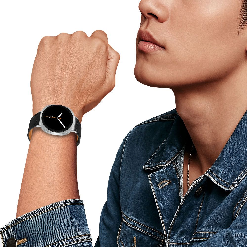 Tech-Protect Leatherfit dirželis, skirtas Samsung Galaxy Watch 40/44/46 mm – juodas -- Samsung Galaxy Watch 40