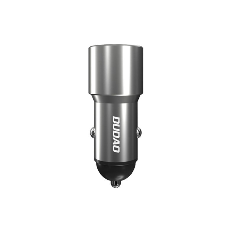 Dudao USB / USB automobilinis įkroviklis Type C Power Delivery Quick Charge 22.5 W pilkas (R4PQ)