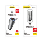 Dudao USB / USB automobilinis įkroviklis Type C Power Delivery Quick Charge 22.5 W pilkas (R4PQ)