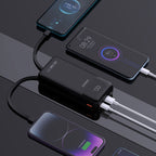 Dudao Išorinė baterija K15Pro 20000mAh 22.5W PD USB-C / USB-A / integruoti Lightning ir USB-C laidai - juodas
