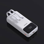 Dudao Išorinė baterija K15Pro 20000mAh 22.5W PD USB-C / USB-A / integruoti Lightning ir USB-C laidai - baltas