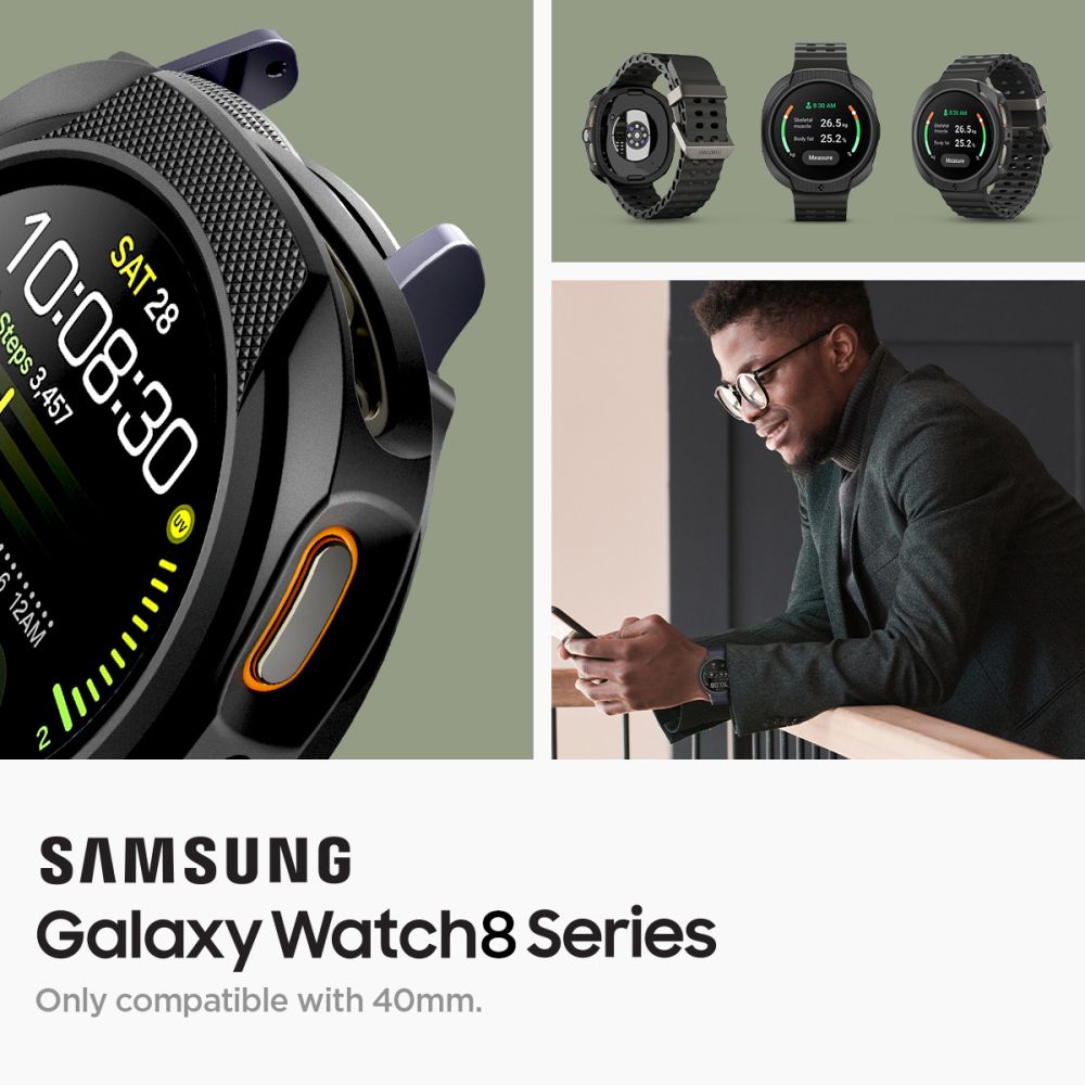 Spigen Liquid Air dėklas Galaxy Watch 8 40mm – juodas -- Samsung Galaxy Watch 8 40mm