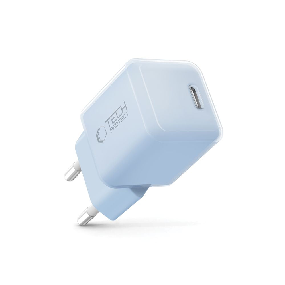Tech-Protect NCM25 USB-C PD 25W sieninis įkroviklis - mėlynas -- Cell phone chargers