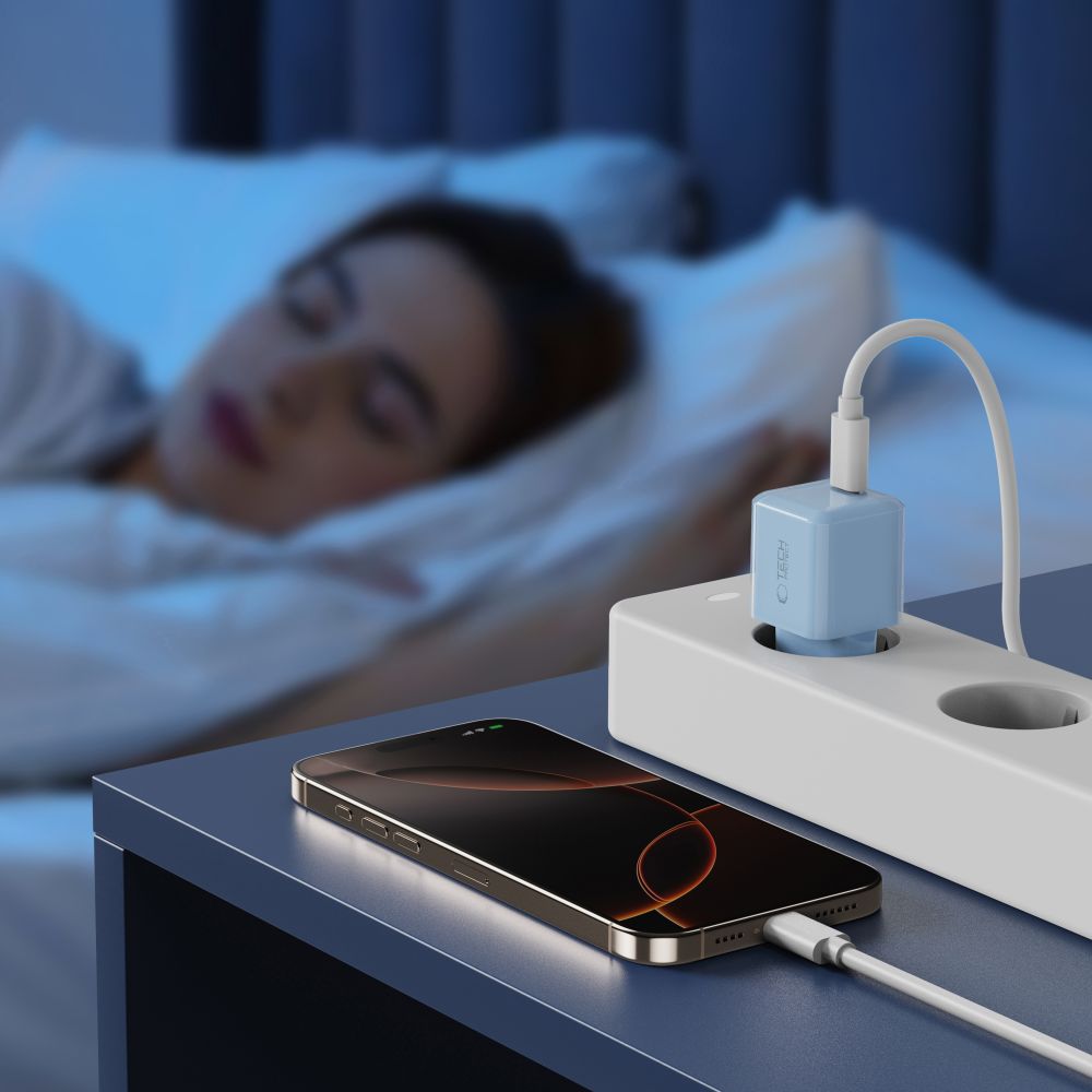 Tech-Protect NCM25 USB-C PD 25W sieninis įkroviklis - mėlynas -- Cell phone chargers