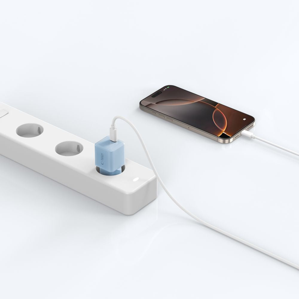 Tech-Protect NCM25 USB-C PD 25W sieninis įkroviklis - mėlynas -- Cell phone chargers