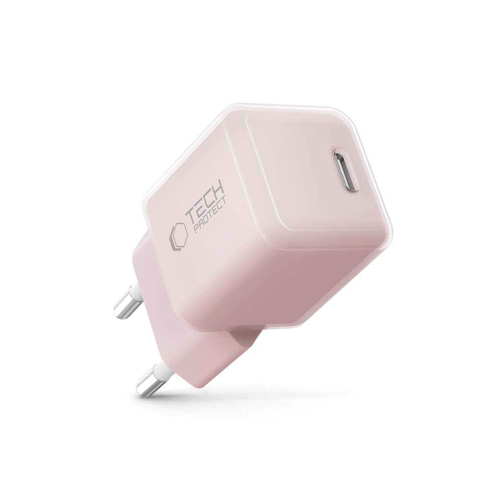 Tech-Protect NCM25 USB-C PD 25W sieninis įkroviklis - rožinis -- Cell phone chargers