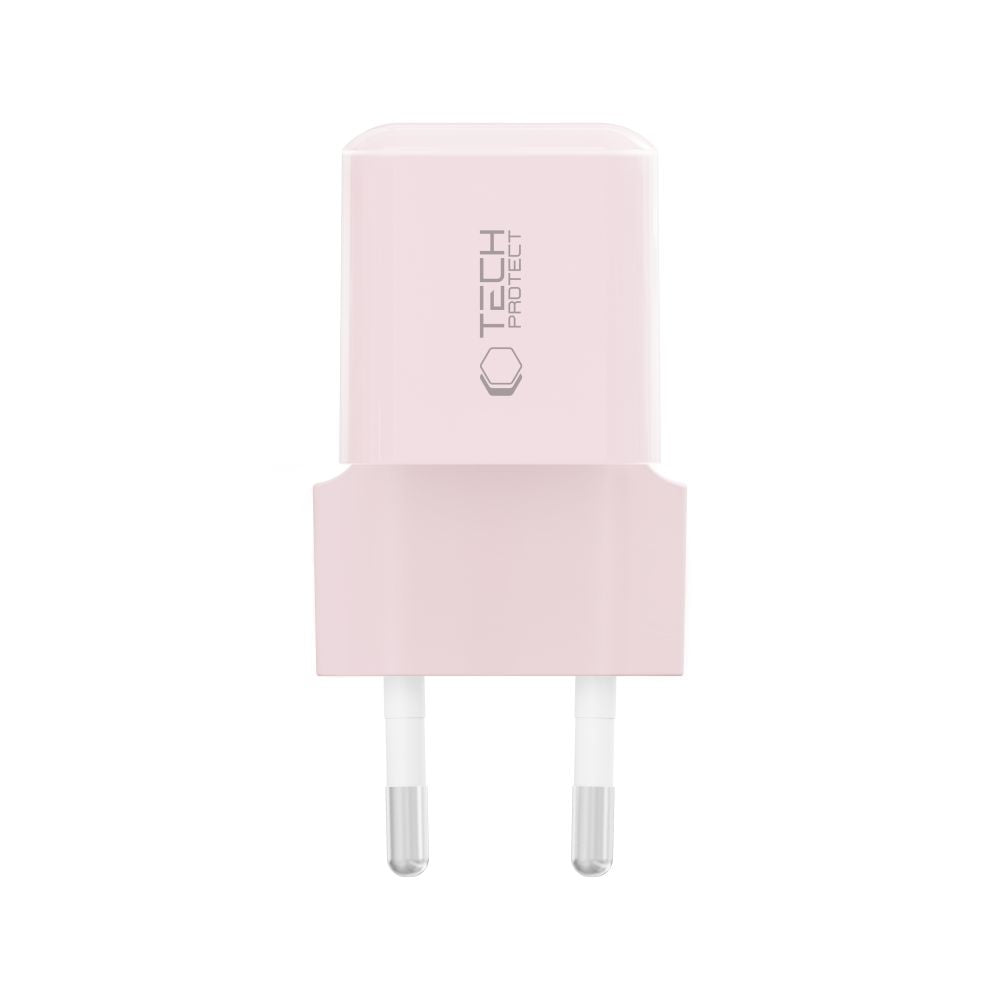 Tech-Protect NCM25 USB-C PD 25W sieninis įkroviklis - rožinis -- Cell phone chargers