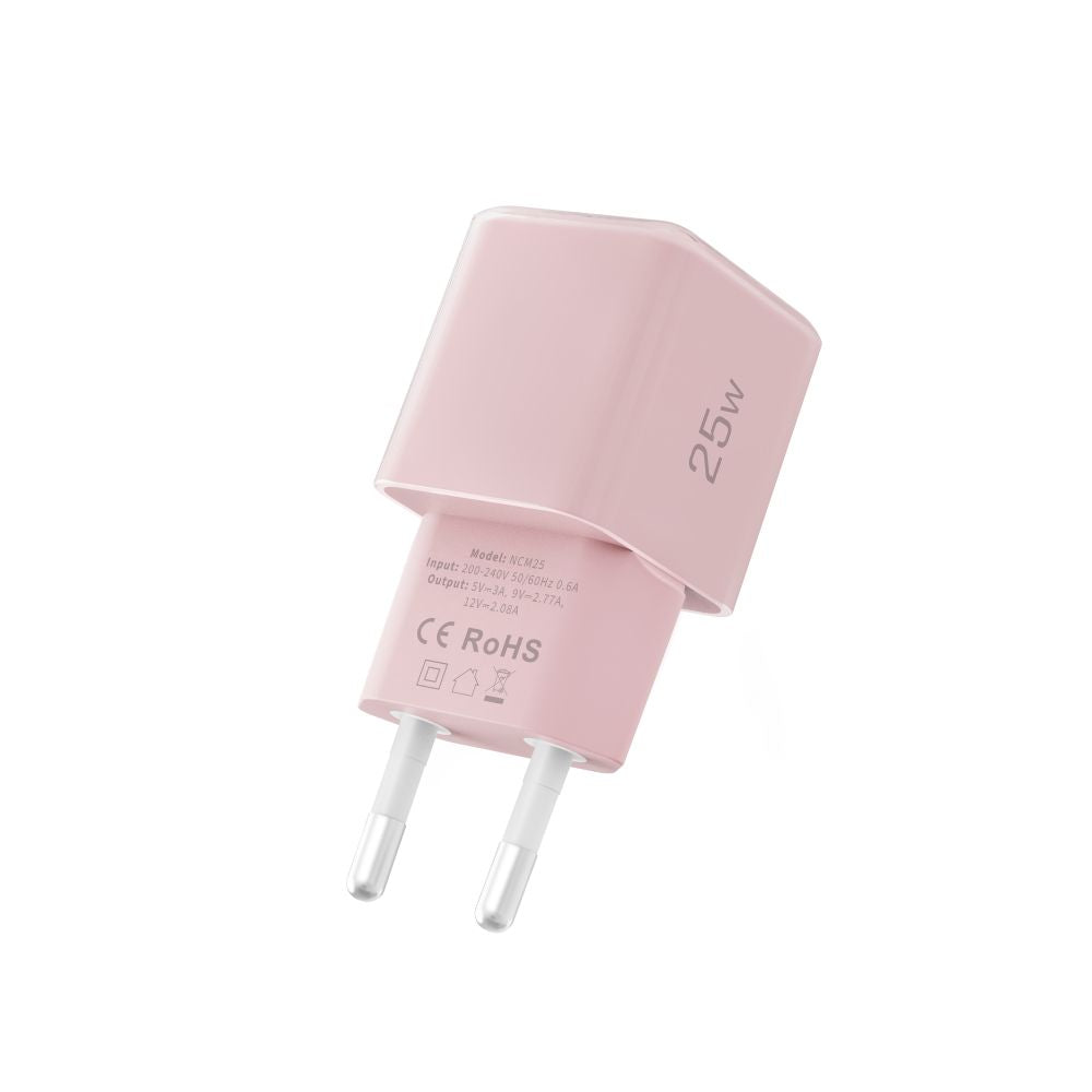 Tech-Protect NCM25 USB-C PD 25W sieninis įkroviklis - rožinis -- Cell phone chargers