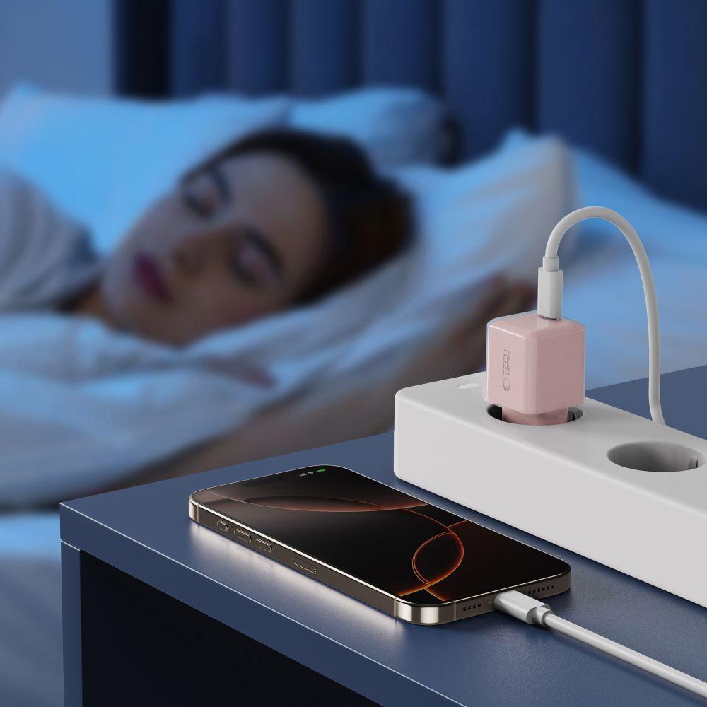 Tech-Protect NCM25 USB-C PD 25W sieninis įkroviklis - rožinis -- Cell phone chargers