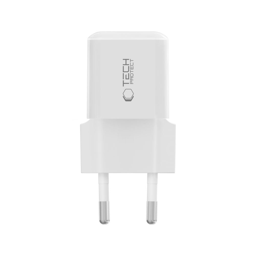 Tech-Protect NCM25 USB-C PD 25W sieninis įkroviklis - baltas -- Cell phone chargers