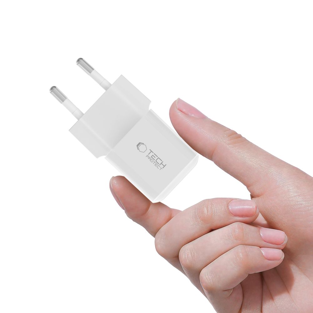 Tech-Protect NCM25 USB-C PD 25W sieninis įkroviklis - baltas -- Cell phone chargers