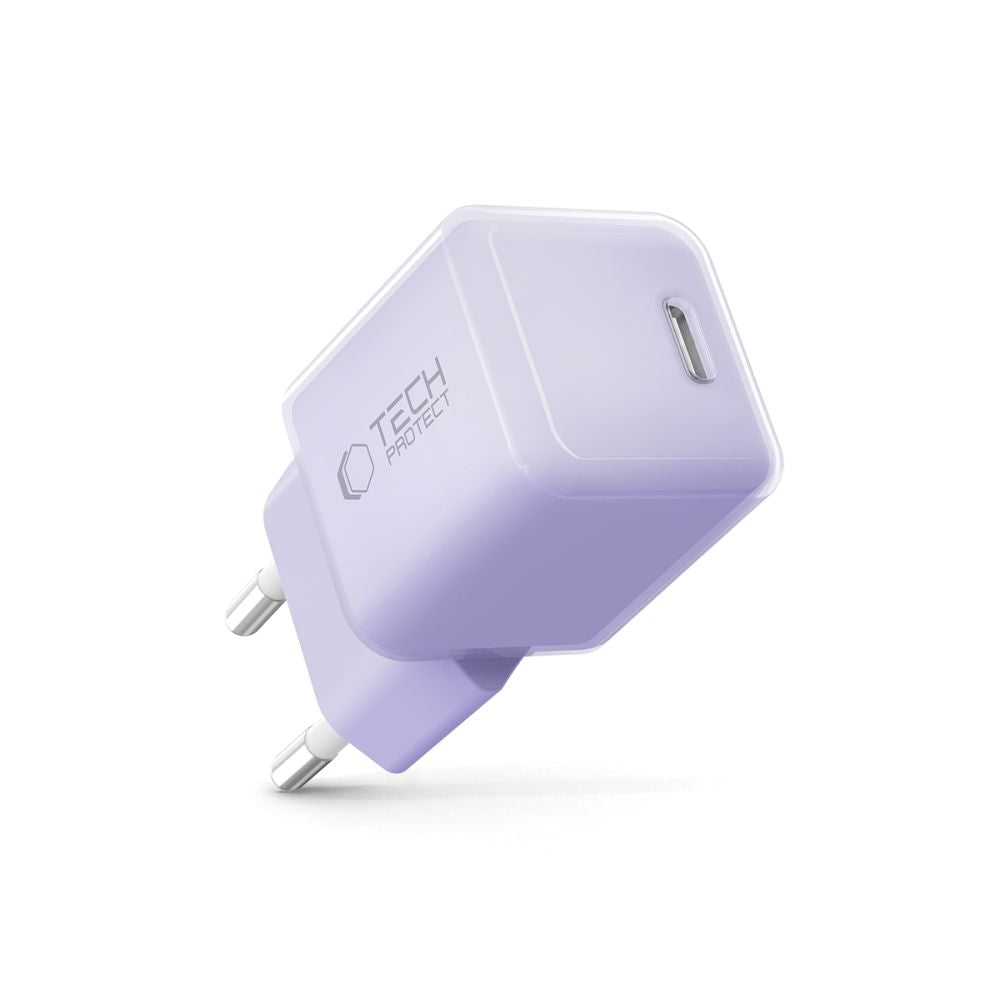 Tech-Protect NCM25 USB-C PD 25W sieninis įkroviklis - violetinis -- Cell phone chargers