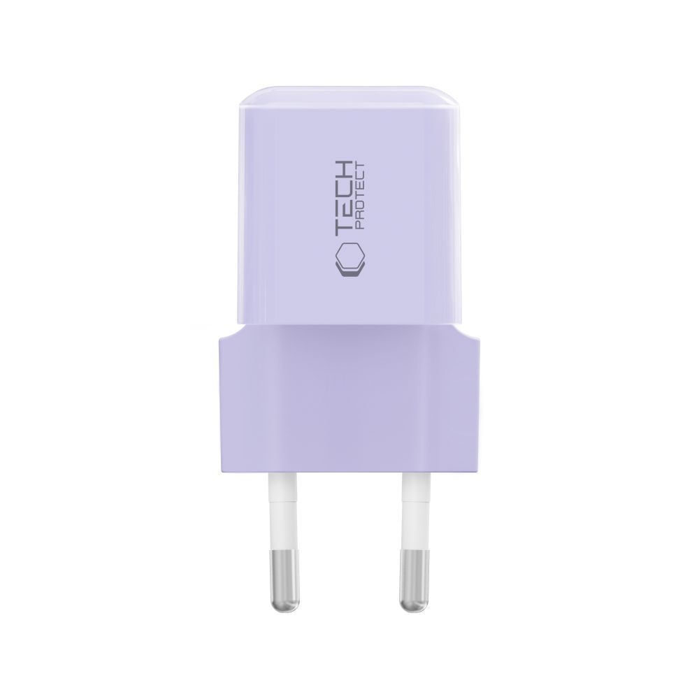 Tech-Protect NCM25 USB-C PD 25W sieninis įkroviklis - violetinis -- Cell phone chargers