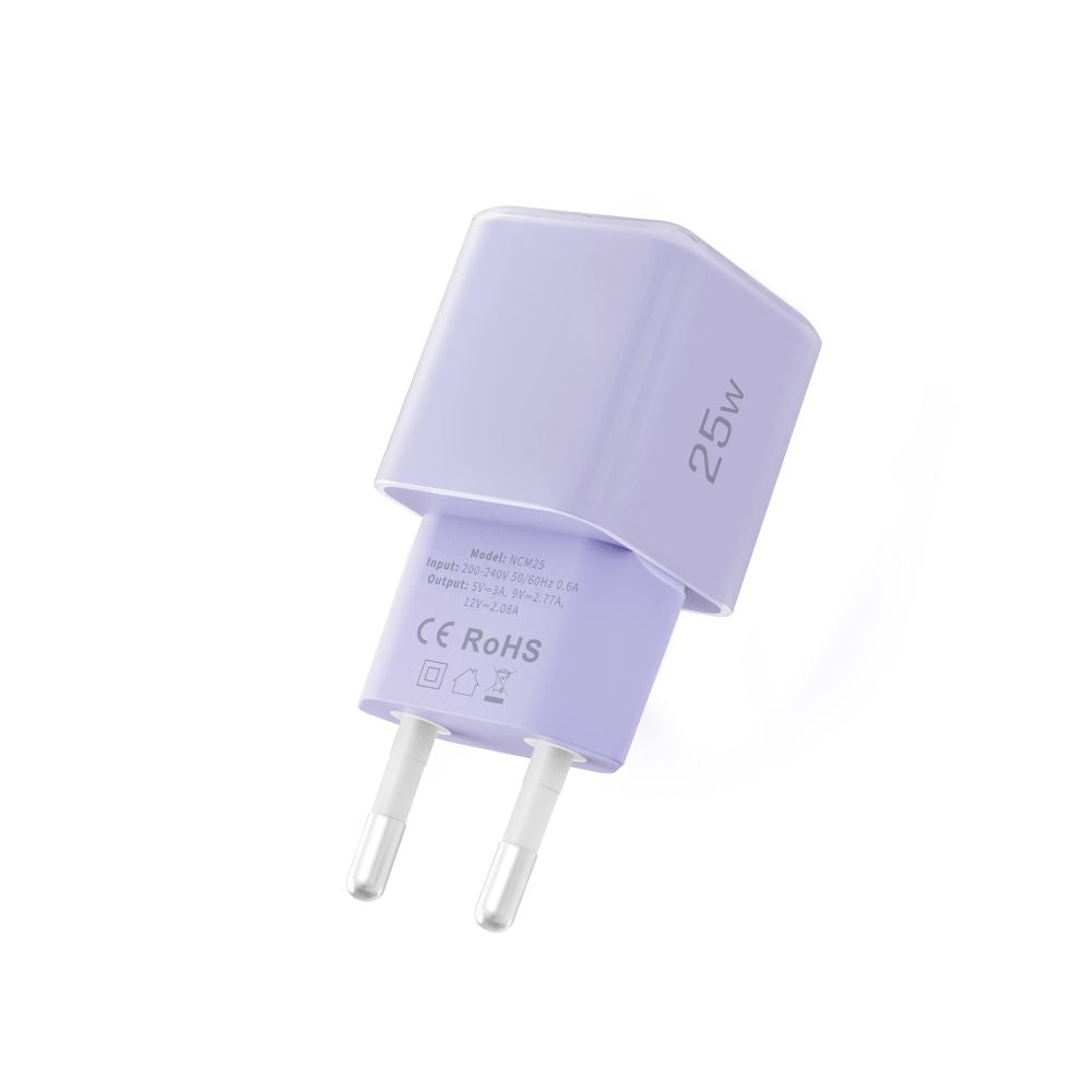 Tech-Protect NCM25 USB-C PD 25W sieninis įkroviklis - violetinis -- Cell phone chargers