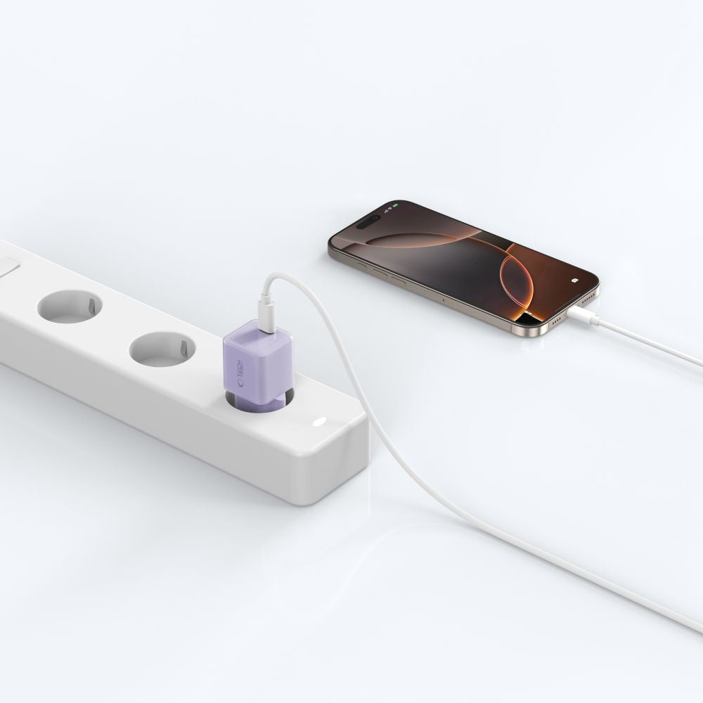 Tech-Protect NCM25 USB-C PD 25W sieninis įkroviklis - violetinis -- Cell phone chargers
