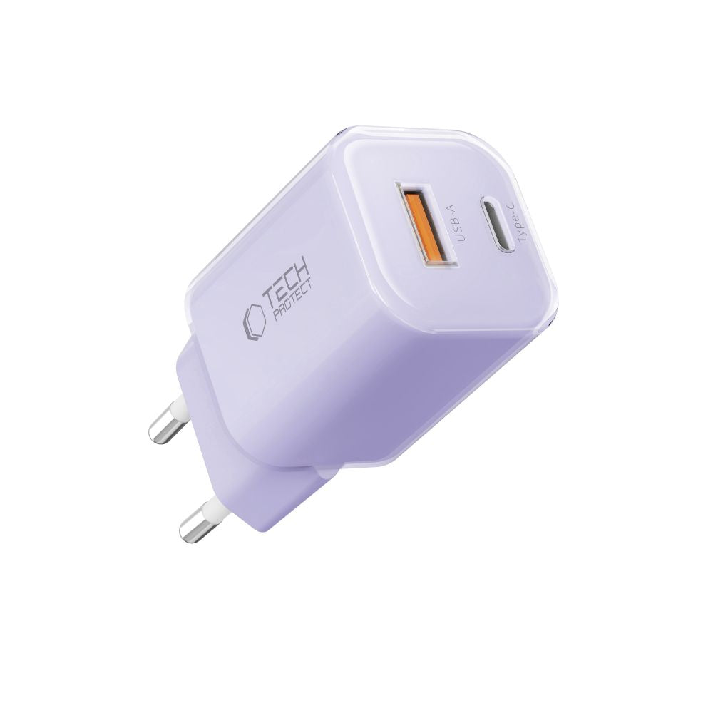 Tech-Protect NCM33 PD 33W QC3.0 USB-C / USB-C sieninis įkroviklis - violetinis -- Cell phone chargers