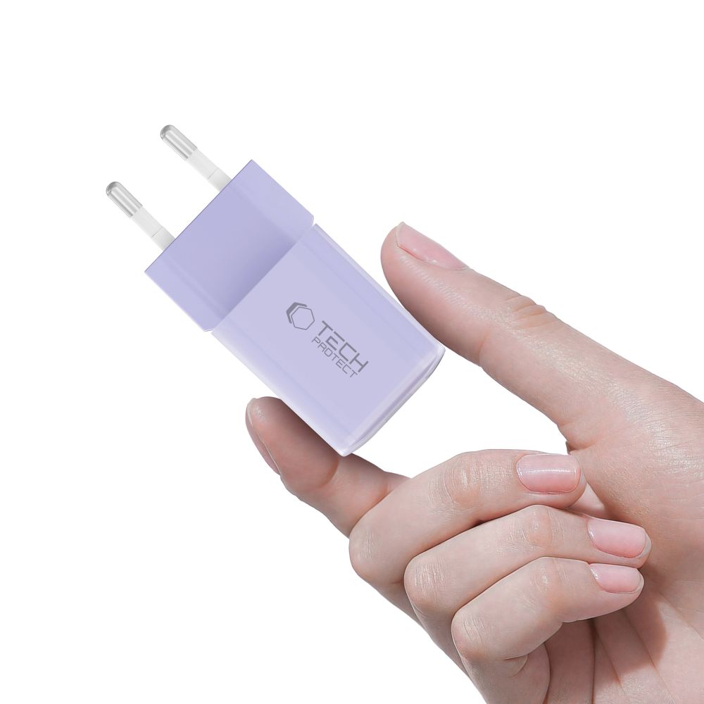 Tech-Protect NCM33 PD 33W QC3.0 USB-C / USB-C sieninis įkroviklis - violetinis -- Cell phone chargers