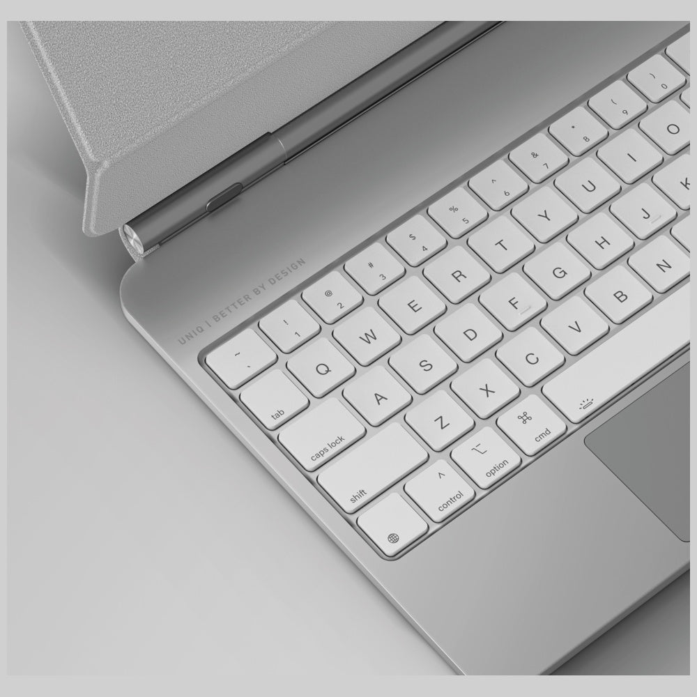 Uniq „Venno Pro“ magnetinis išmanusis dėklas su klaviatūra, skirtas iPad Air 10.9" (2020/2022) / Pro 11" (2021/2022) / Air 11" (2024/2025/2026) – White